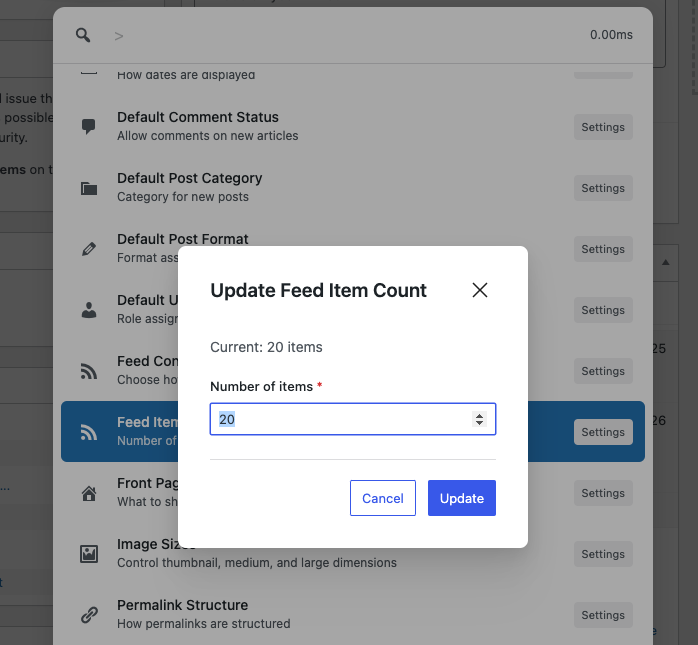 No of feed changing command
